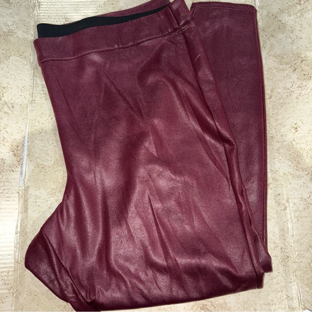 Burgundy Faux Leather Leggings